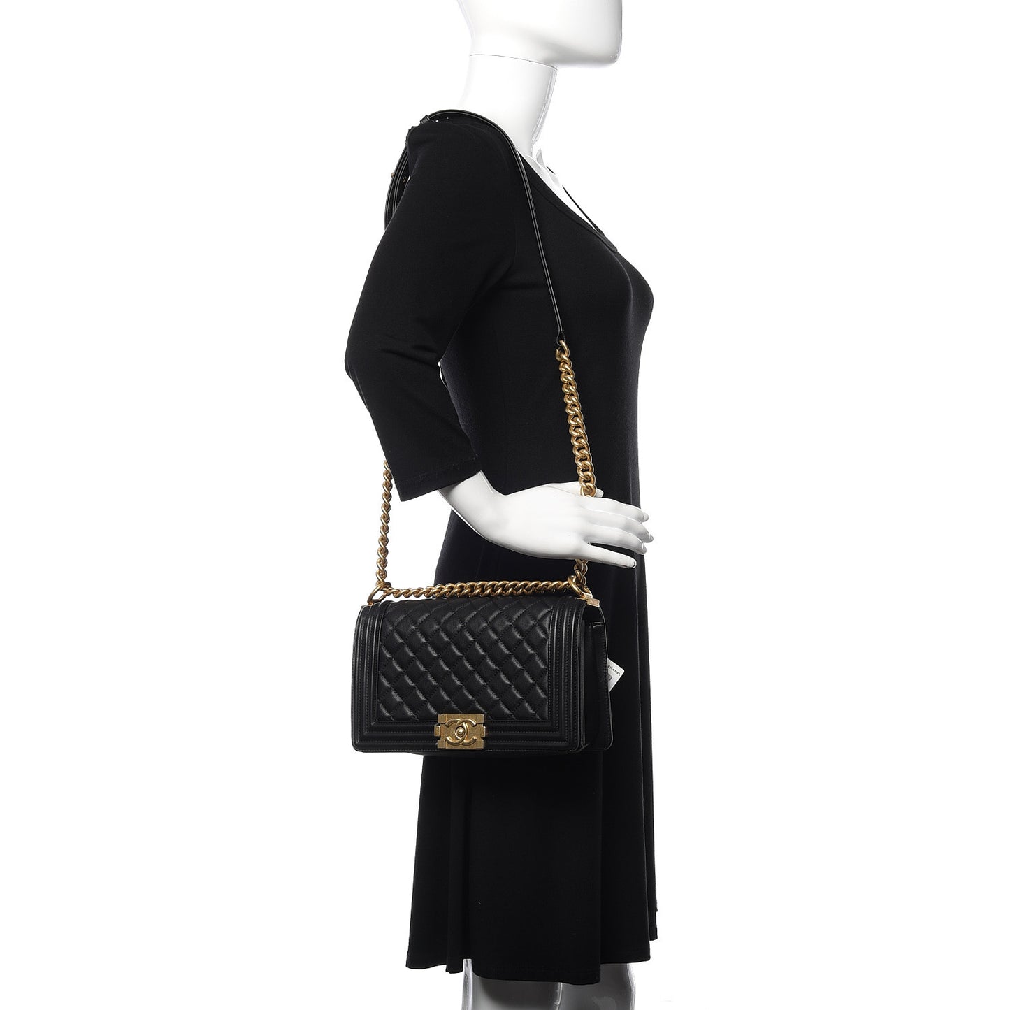 Lambskin Quilted Medium Boy Flap Black