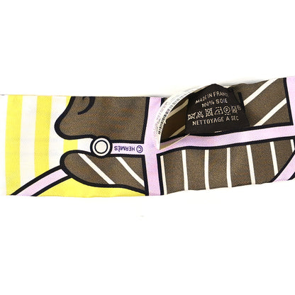 Hermes Silk Quadrige Bayadere Twilly Bronze Violet Jaune 3 of 3