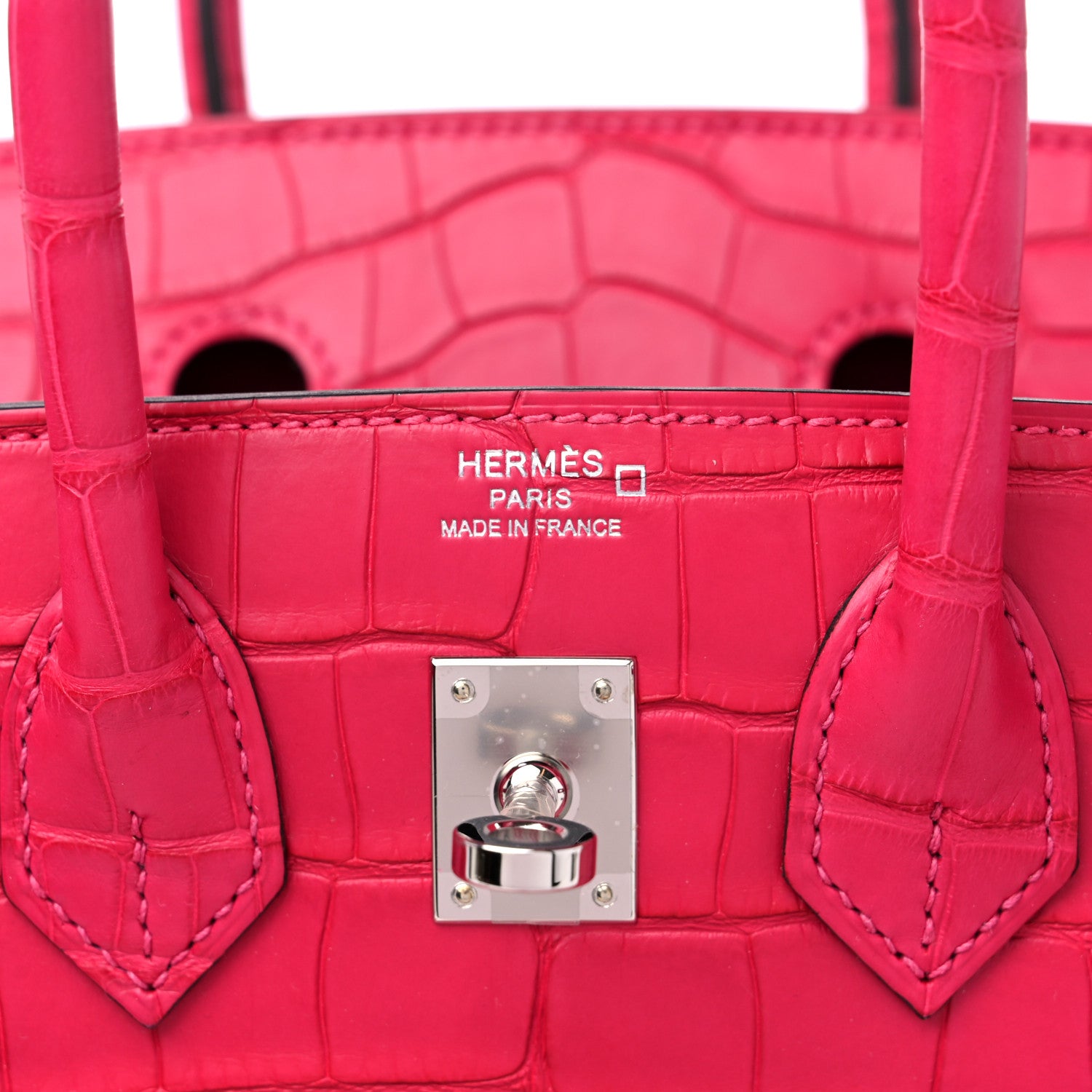 Hermes Matte Alligator Birkin 25 Framboise 6 of 10
