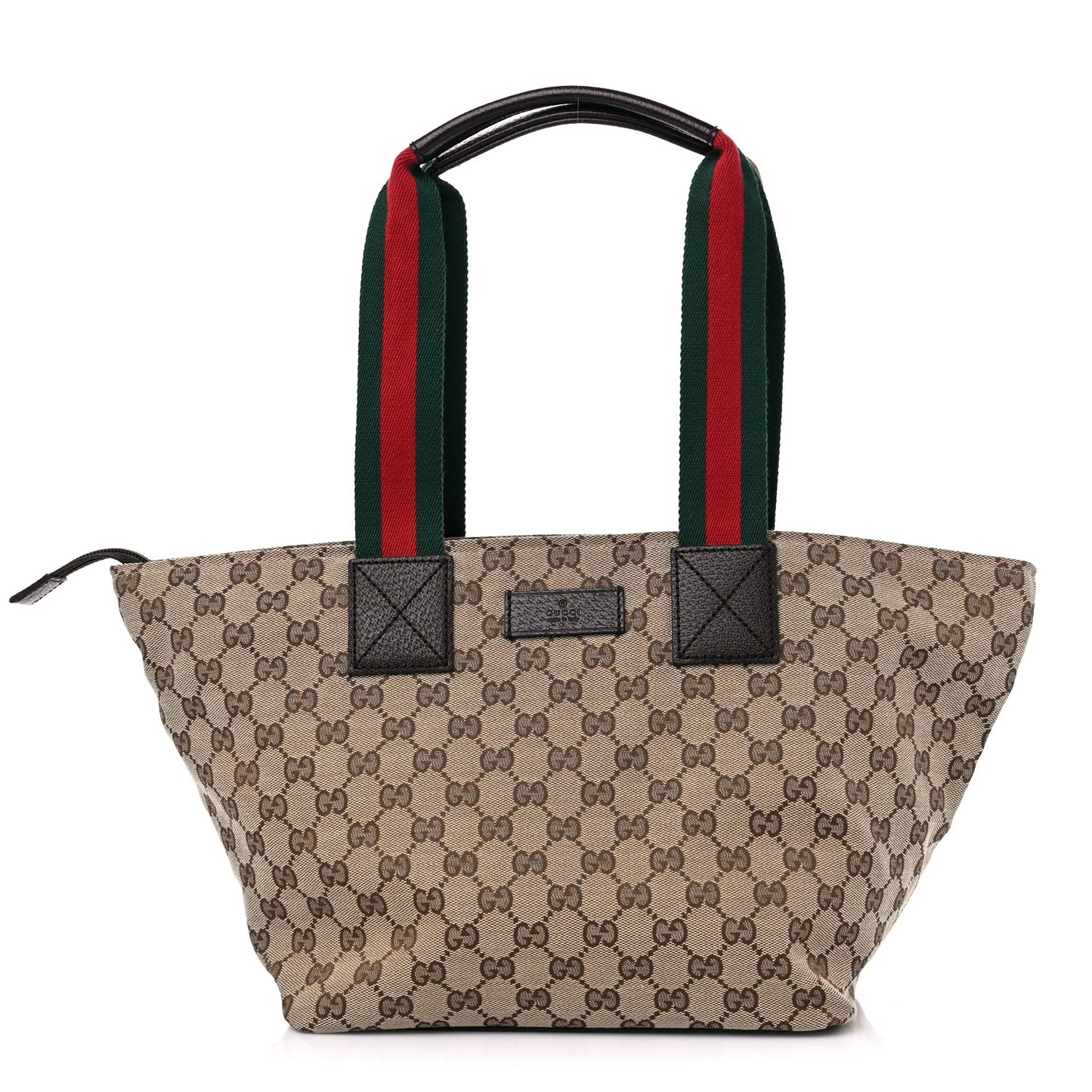 GG Monogram Medium Web Handle Bucket Tote Dark Brown