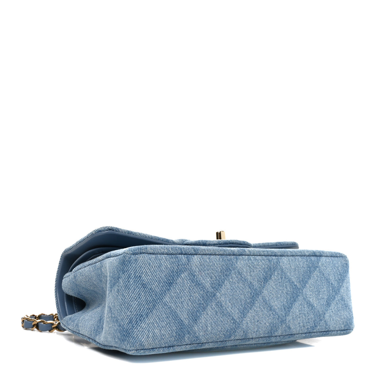 Chanel Printed Denim Quilted Small Double Flap Light Blue 4 of 11