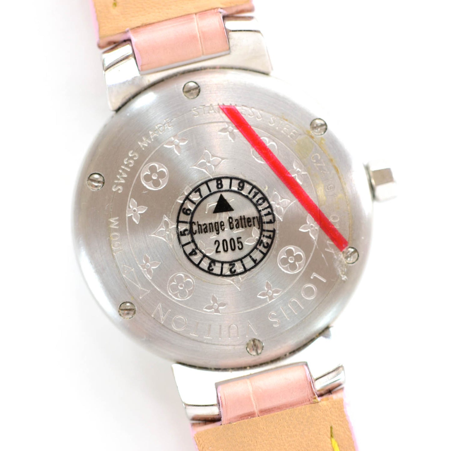 Stainless Steel Alligator 28mm Tambour Quartz Watch Brown