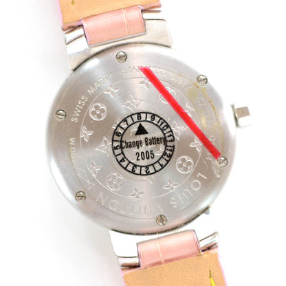 Louis Vuitton Stainless Steel Alligator 28mm Tambour Quartz Watch Brown 6 of 9