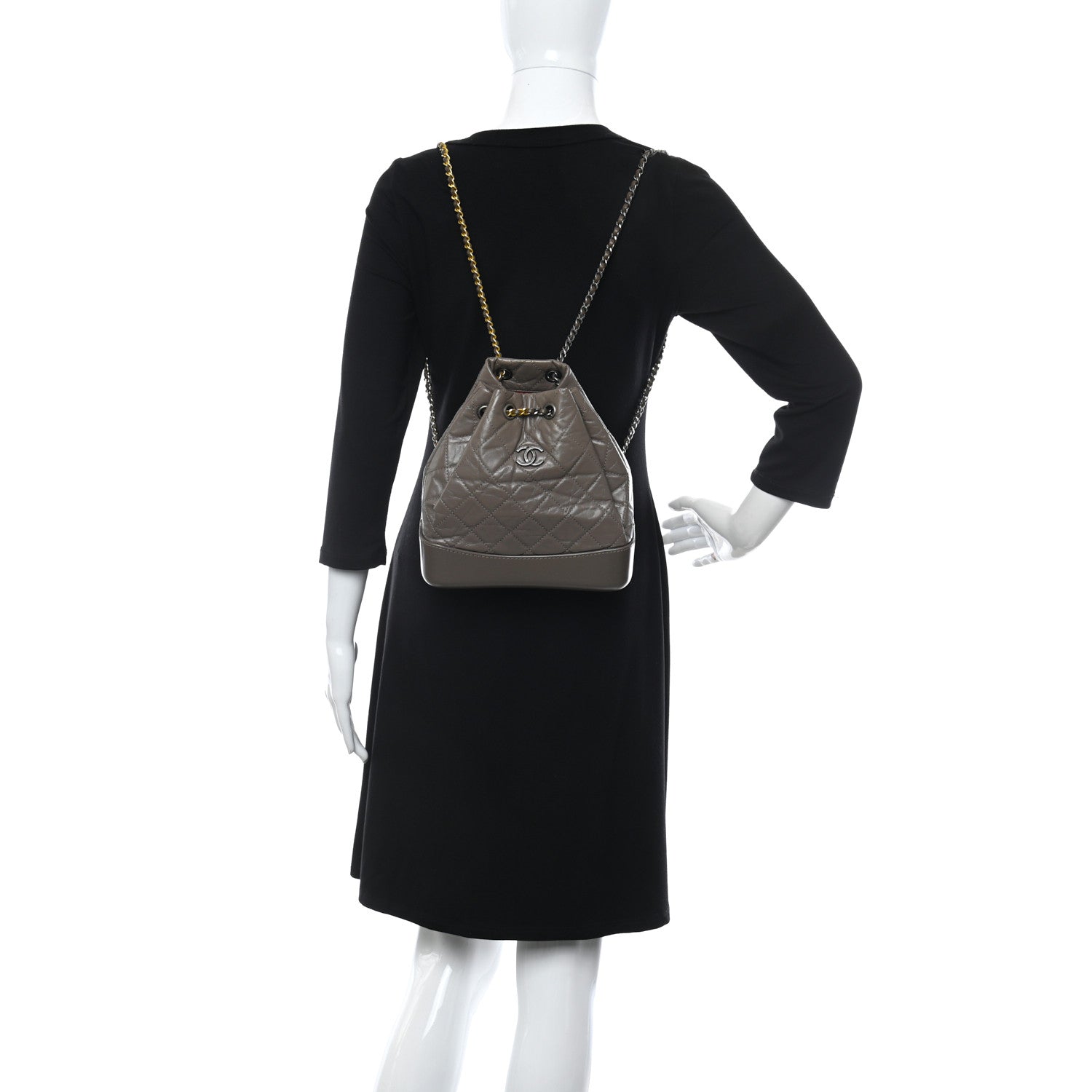Chanel Aged Calfskin Quilted Small Gabrielle Backpack Grey 2 of 10