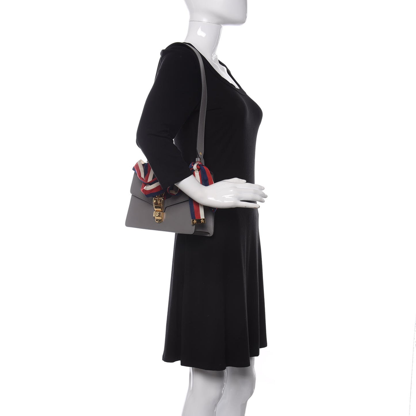 Calfskin Small Sylvie Shoulder Bag Deep Grey