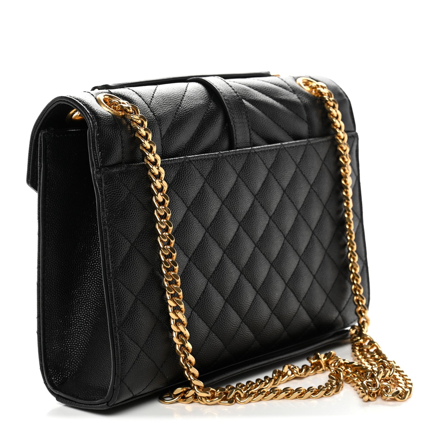 Saint Laurent Grain De Poudre Textured Mixed Matelasse Triquilt Medium Monogram Satchel Black 3 of 12
