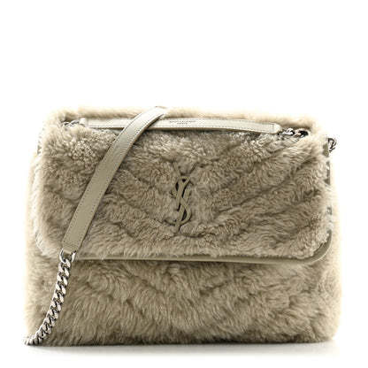 Saint Laurent Calfskin Shearling Monogram Medium Niki Chain Satchel Grey 1 of 11