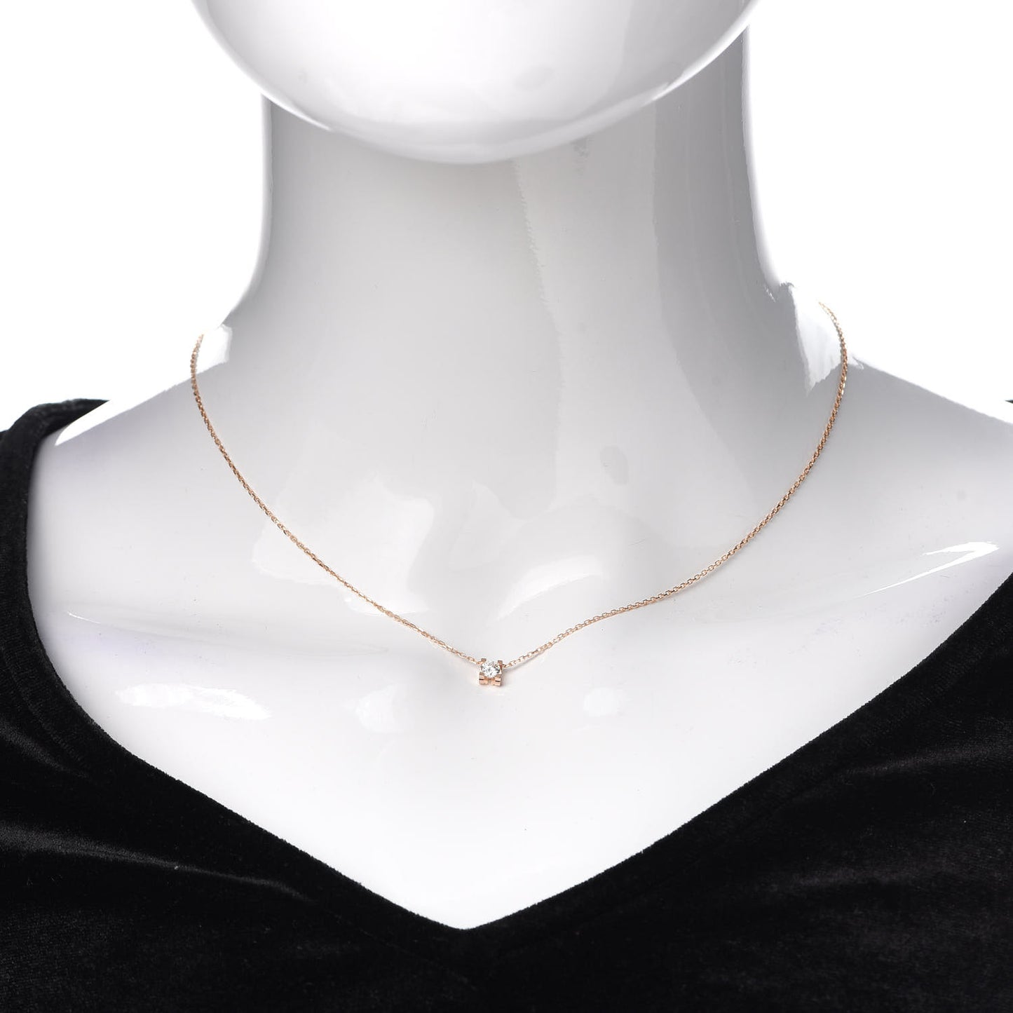 18K Pink Gold Diamond .18ct C De Pendant Necklace