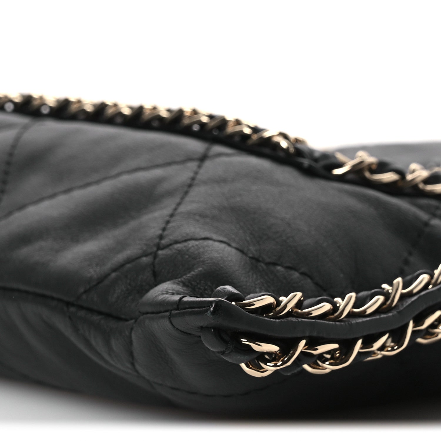 Chanel Calfskin Quilted Chain Flat Tote Black 10 of 10