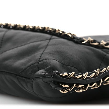 Chanel Calfskin Quilted Chain Flat Tote Black 10 of 10