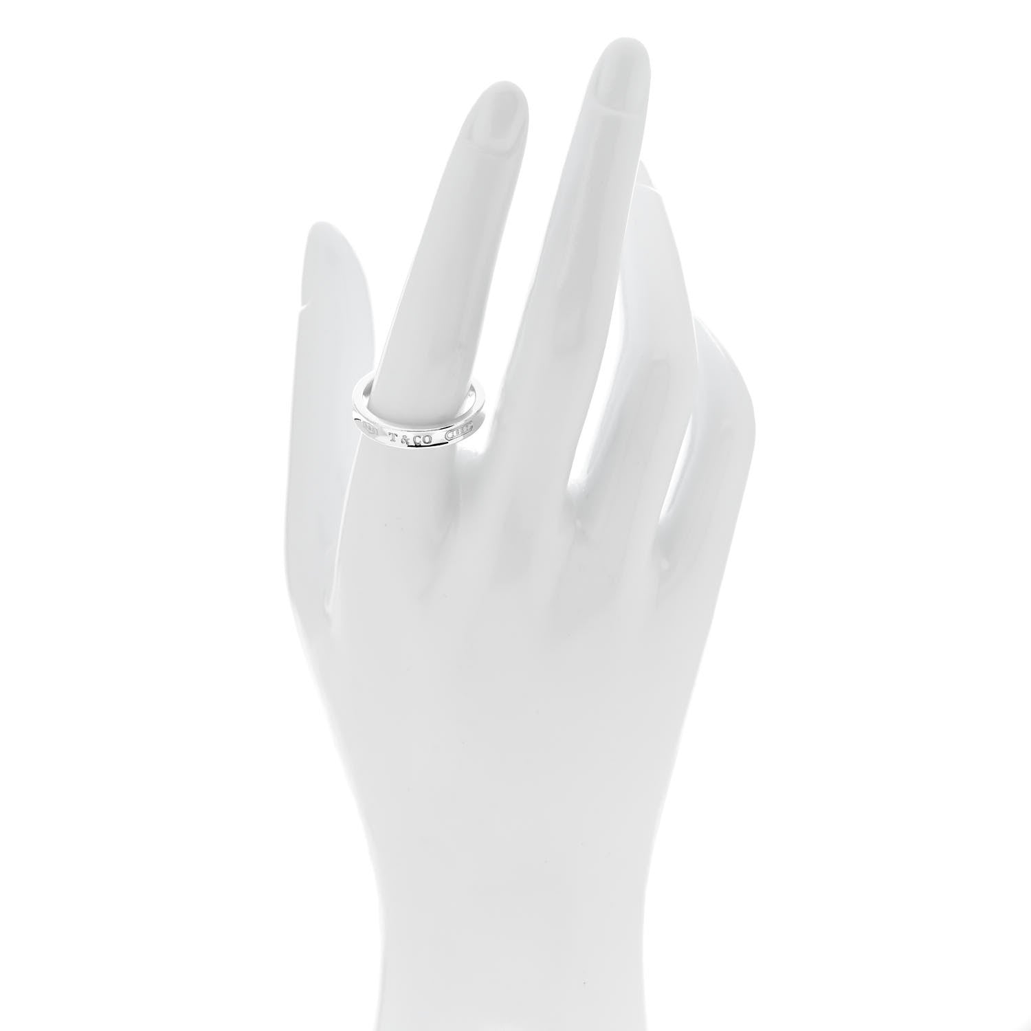 Tiffany Sterling Silver Narrow 1837 Band Ring 58 8.25 2 of 4