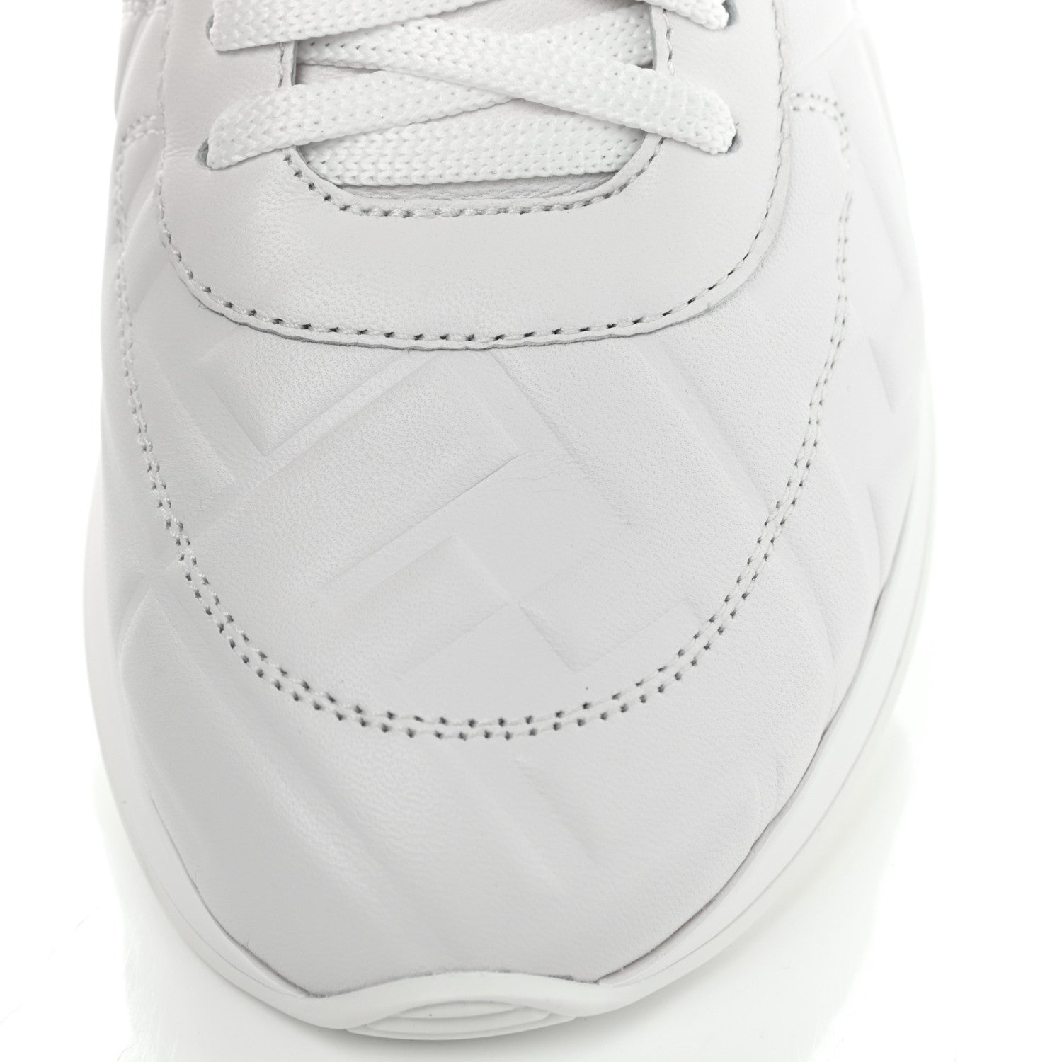 Fendi Nappa Macro FF Embossed Womens High Top Sneakers 37 White Ice 9 of 11
