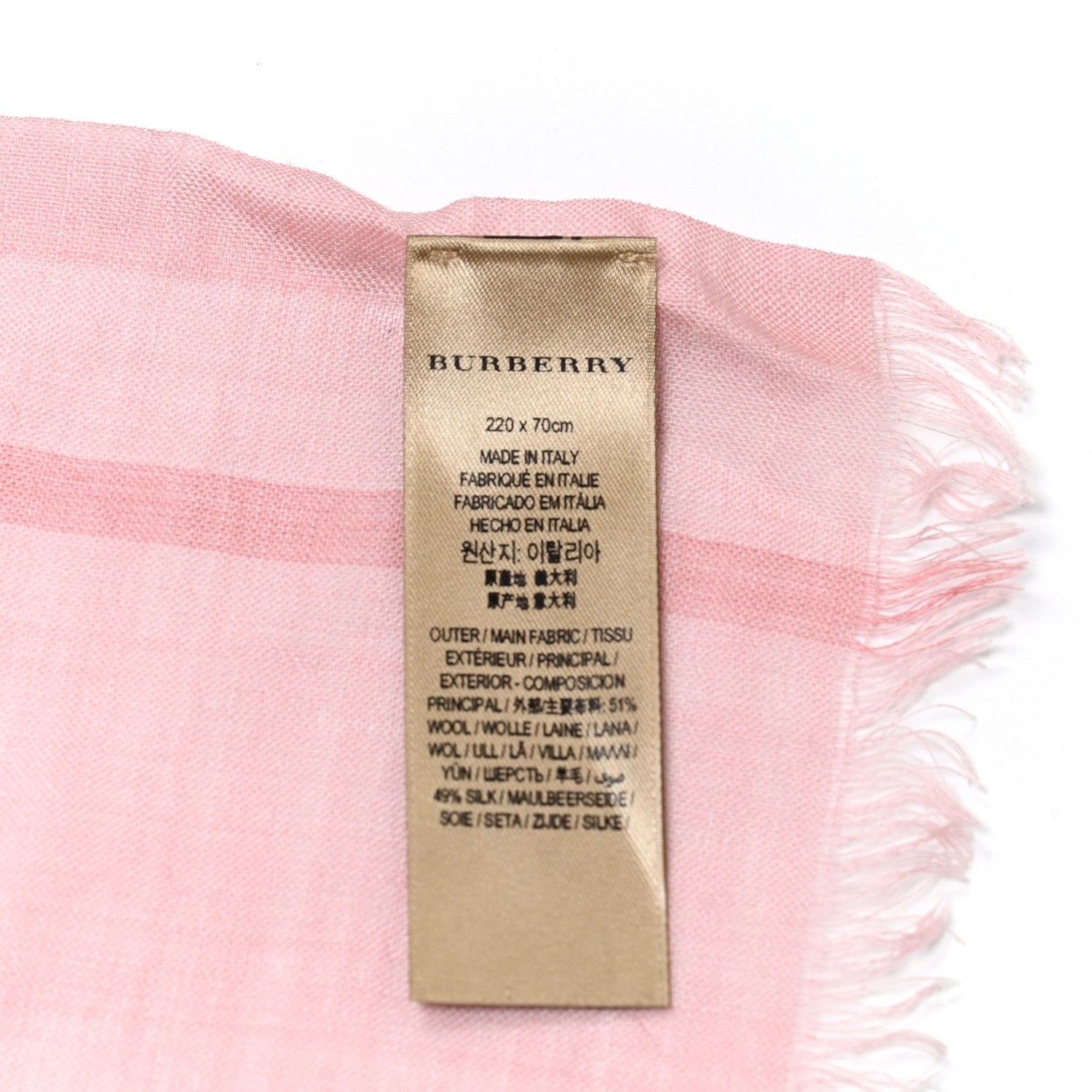 Burberry Wool Silk Gauze Giant Check Scarf Alabaster Pink 6 of 6