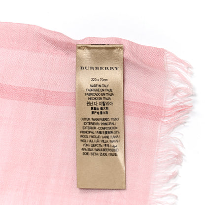 Burberry Wool Silk Gauze Giant Check Scarf Alabaster Pink 6 of 6