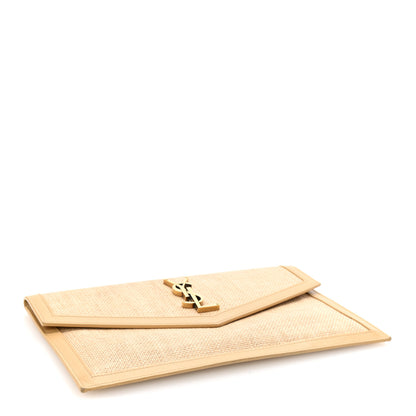 Saint Laurent Micro Raffia Uptown Pouch Natural Hay Blush 7 of 12