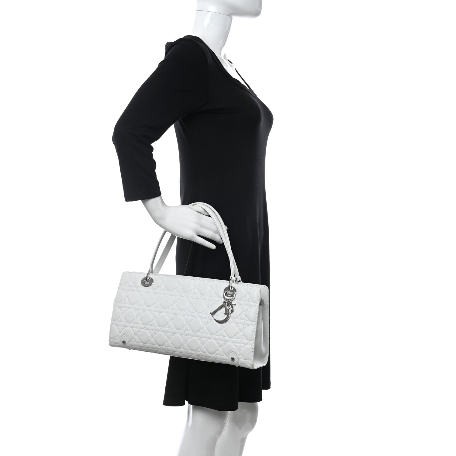 Christian Dior Lambskin Cannage Soft Lady Dior East West White 2 of 12
