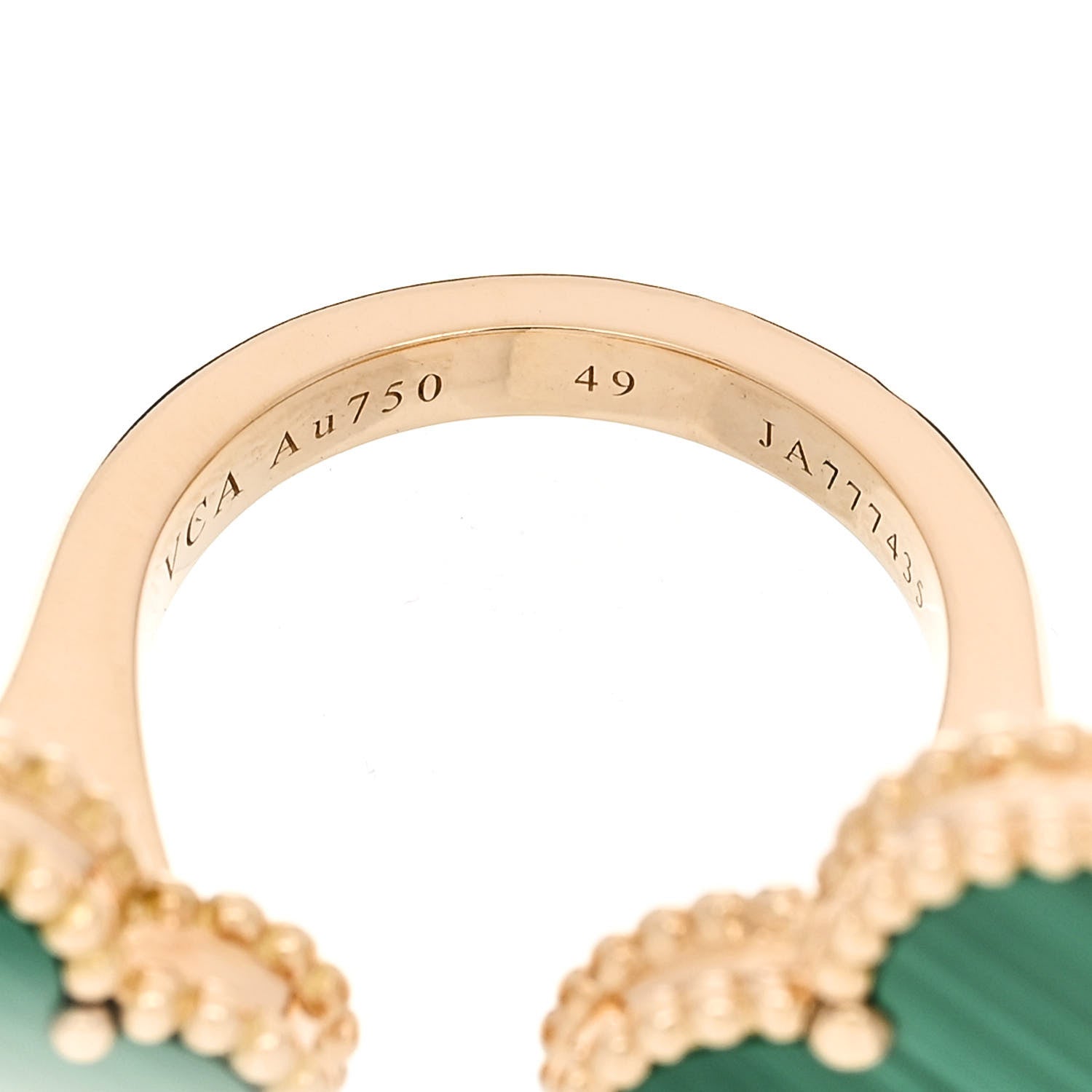 Van Cleef & Arpels 18K Yellow Gold Malachite Magic Alhambra Between the Finger Ring 49 5 4 of 5