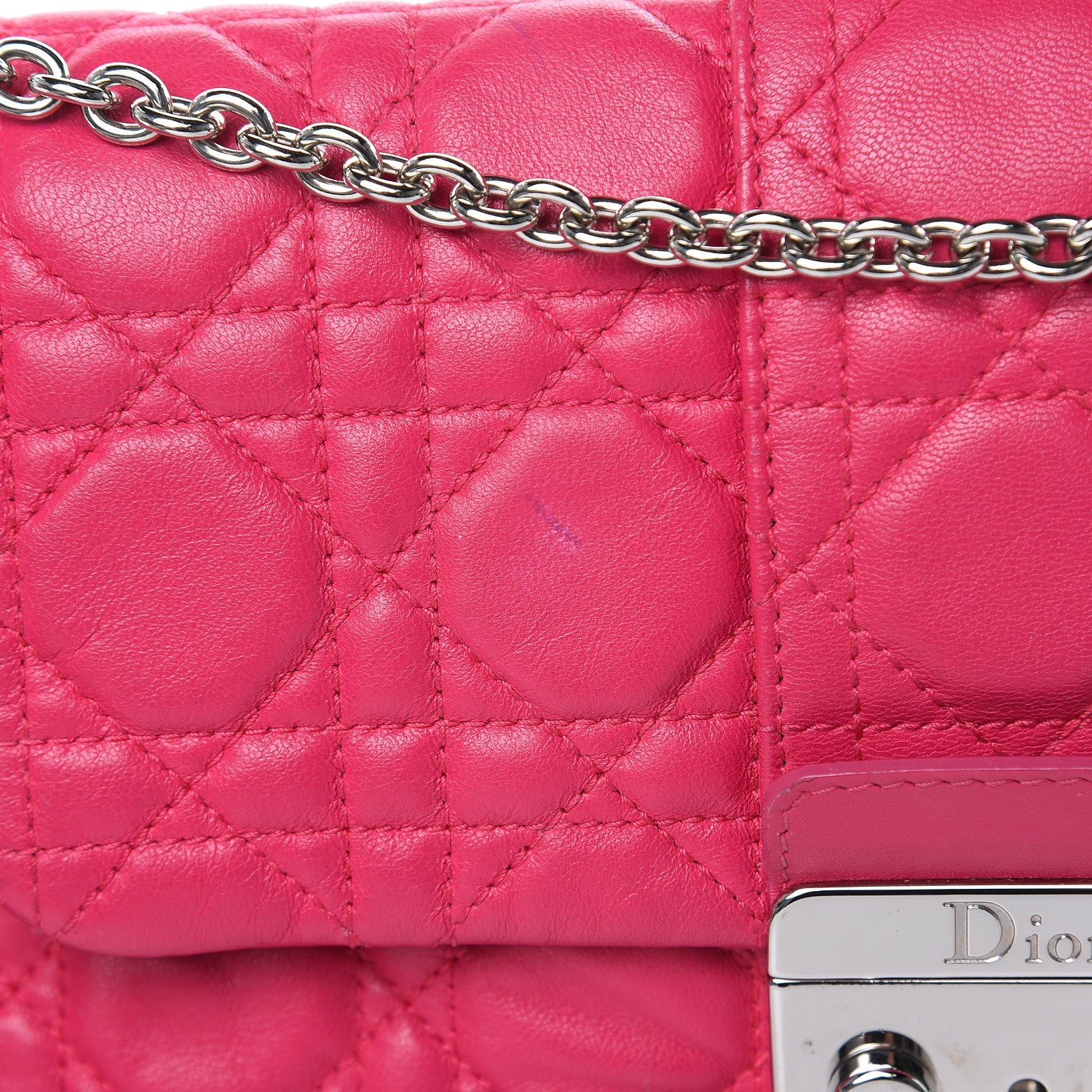 Christian Dior Lambskin Cannage New Lock Pouch Fuchsia 12 of 14