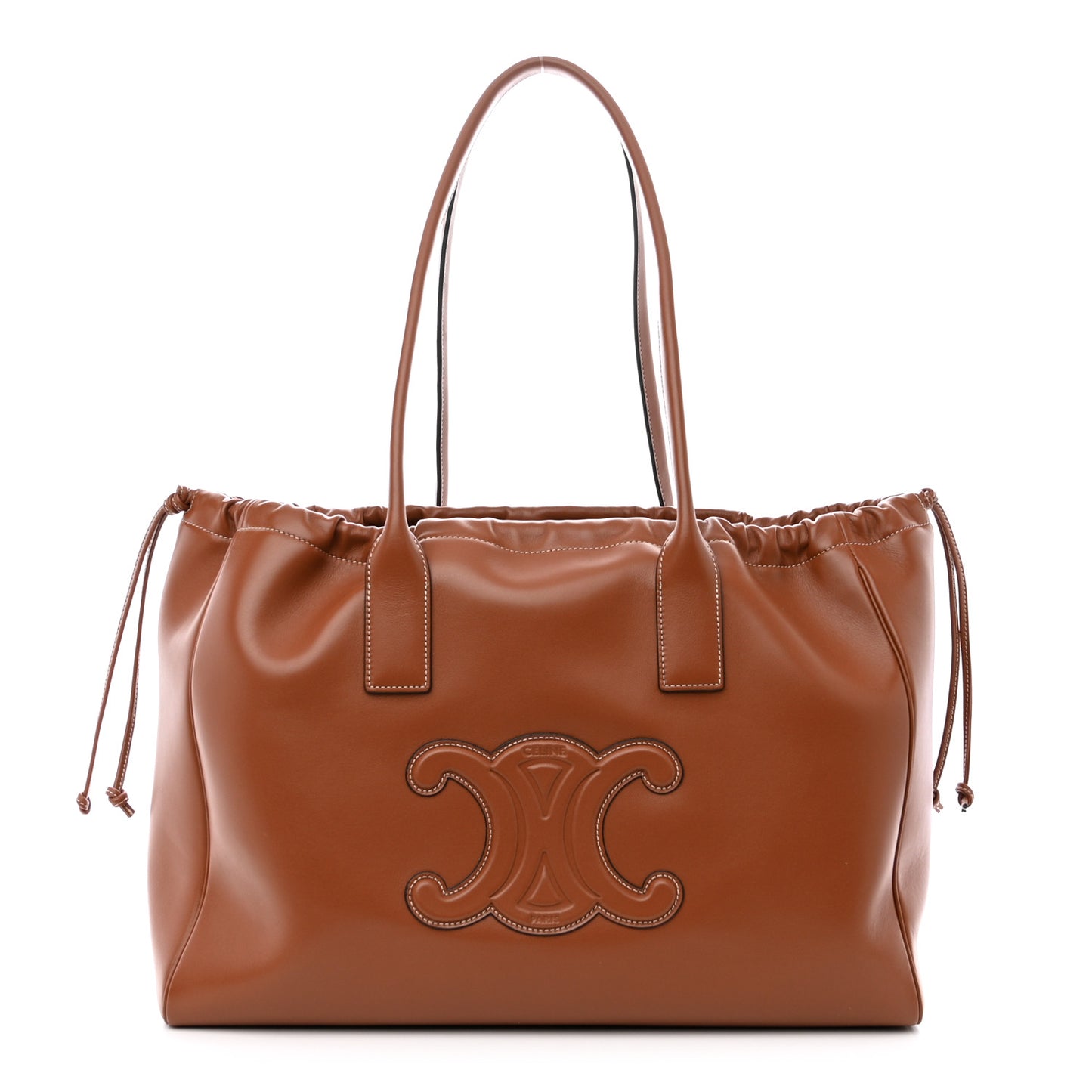 Smooth Calfskin Cuir Triomphe Cabas Drawstring Tan