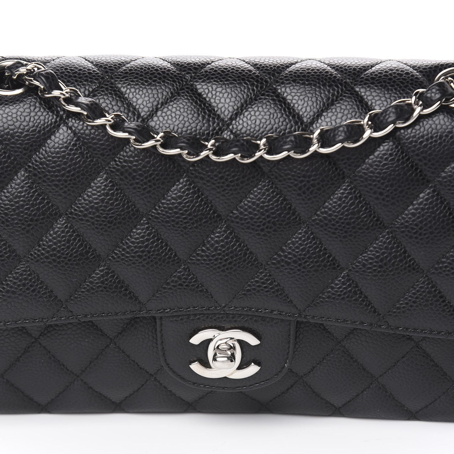 Caviar Quilted Medium Double Flap Black