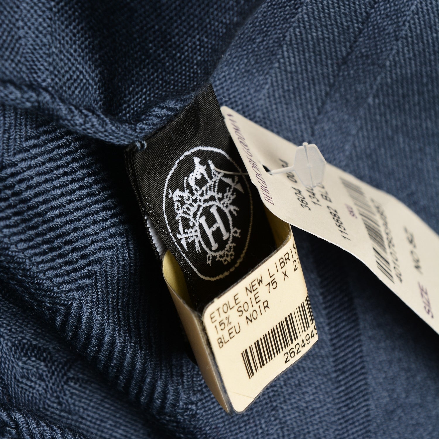 Hermes Cashmere Silk New Libris Stole Bleu Noir 4 of 4