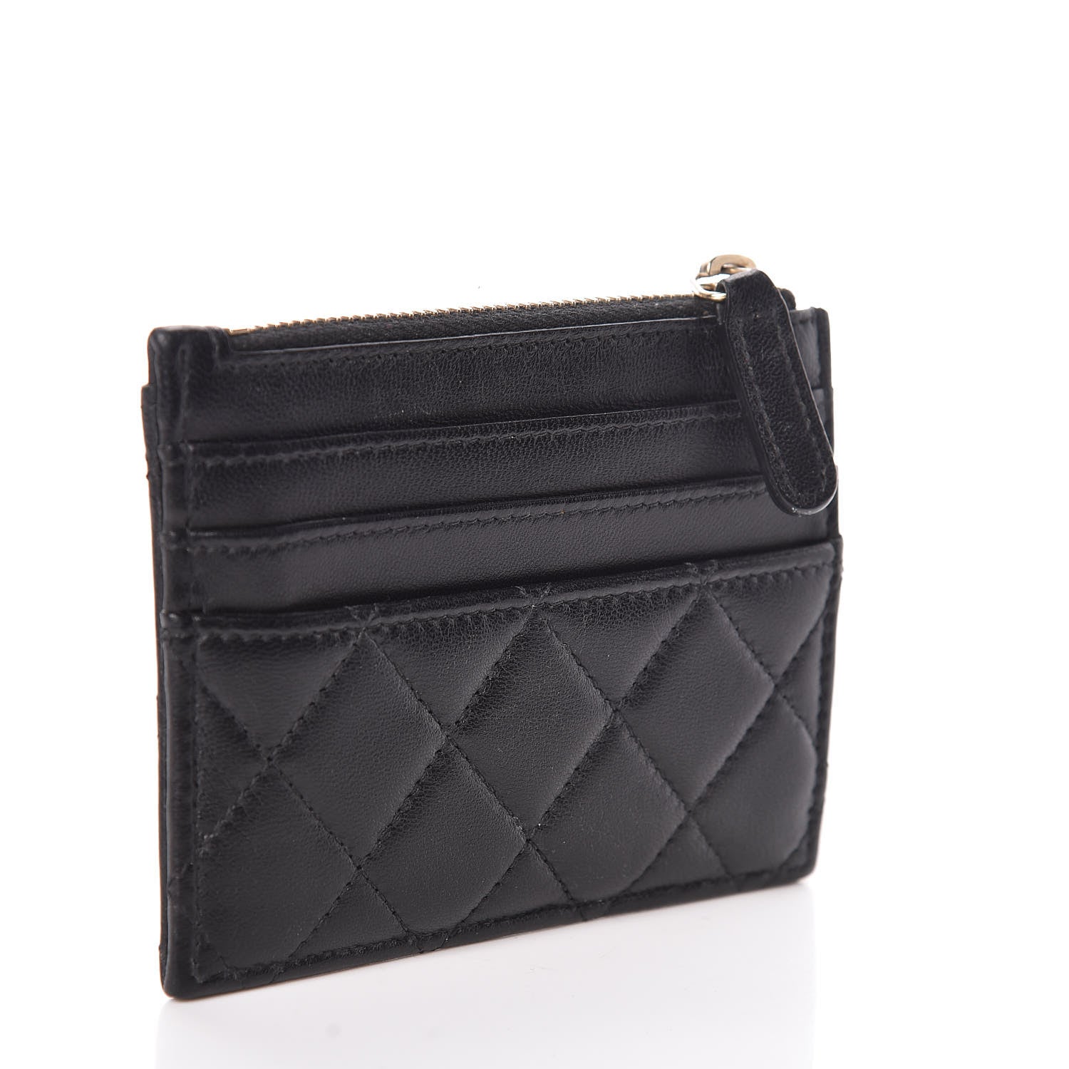 Chanel Lambskin Quilted Zip Card Holder Black 3 of 8