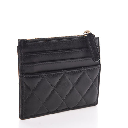 Chanel Lambskin Quilted Zip Card Holder Black 3 of 8