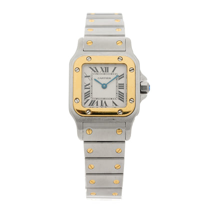 Cartier Stainless Steel 18K Yellow Gold 24mm Santos De Cartier Galbee Quartz Watch 1 of 4