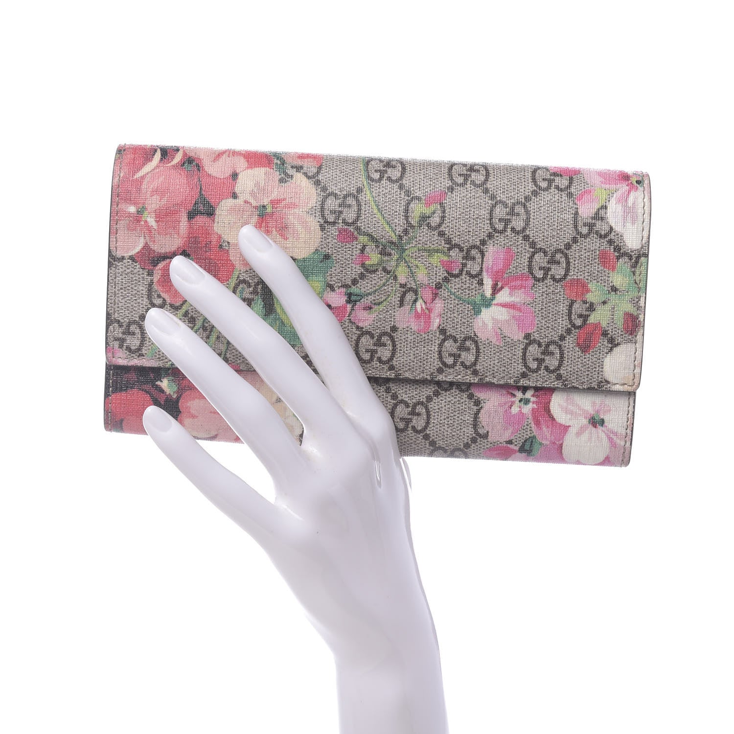 Gucci GG Supreme Monogram Blooms Continental Wallet Beige Multicolor Dry Rose 2 of 7