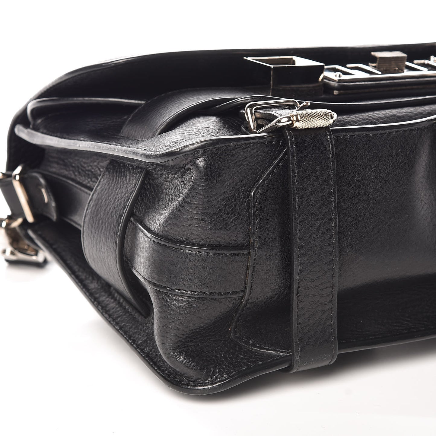 Pebbled Calfskin PS11 Classic Shoulder Bag Black