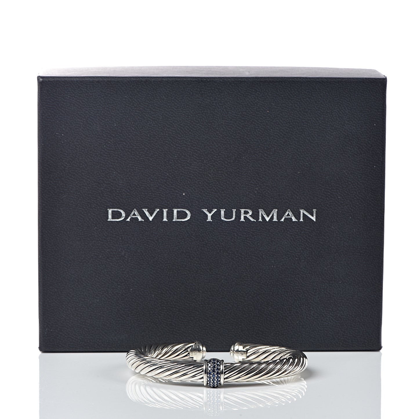 Sterling Silver Blue Sapphire 7mm Cable Classics Station Bracelet