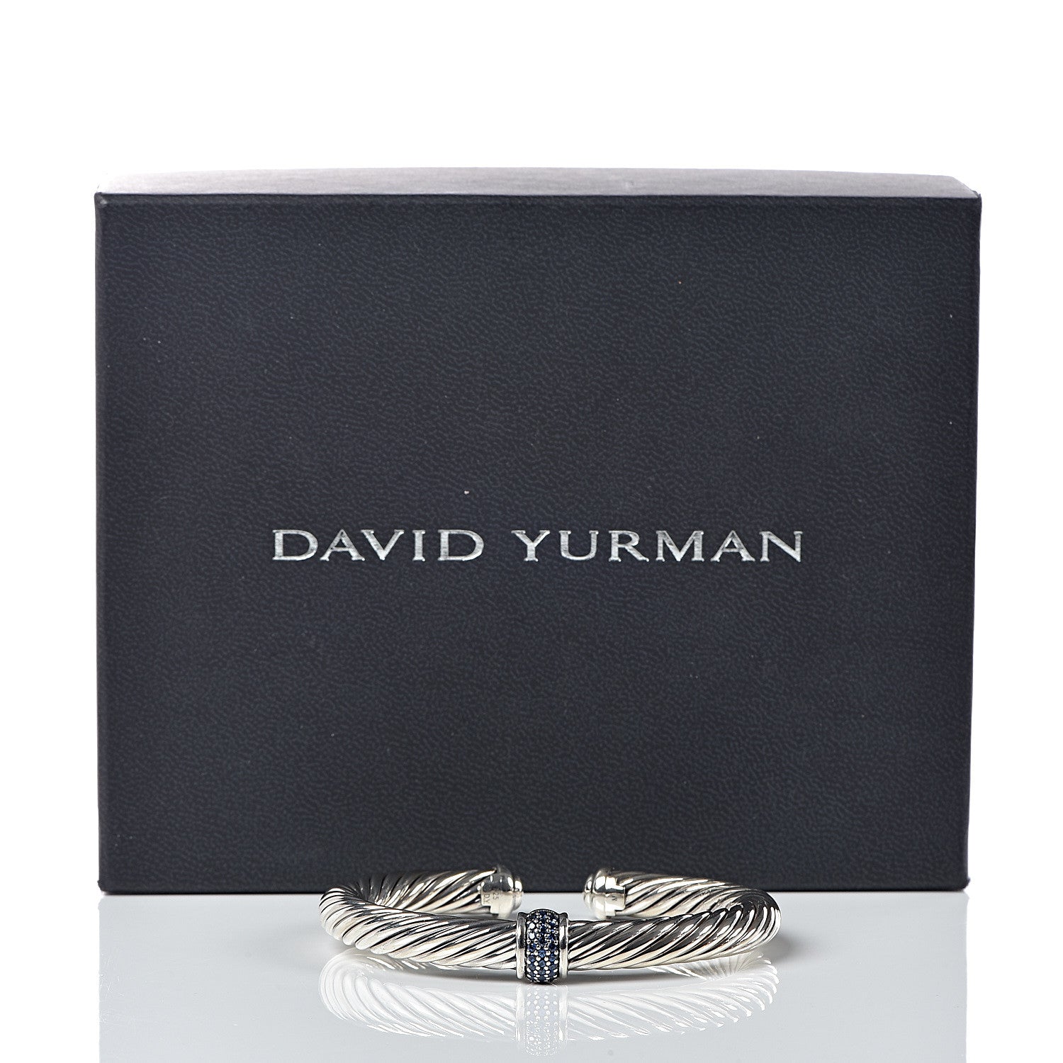 David Yurman Sterling Silver Blue Sapphire 7mm Cable Classics Station Bracelet 5 of 5