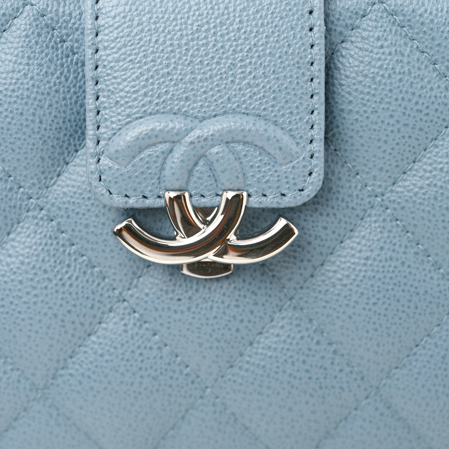 Chanel Grained Calfskin Quilted CC Box Clutch With Chain Blue 11 of 14
