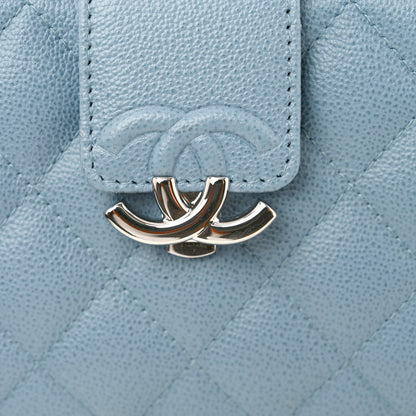 Chanel Grained Calfskin Quilted CC Box Clutch With Chain Blue 11 of 14