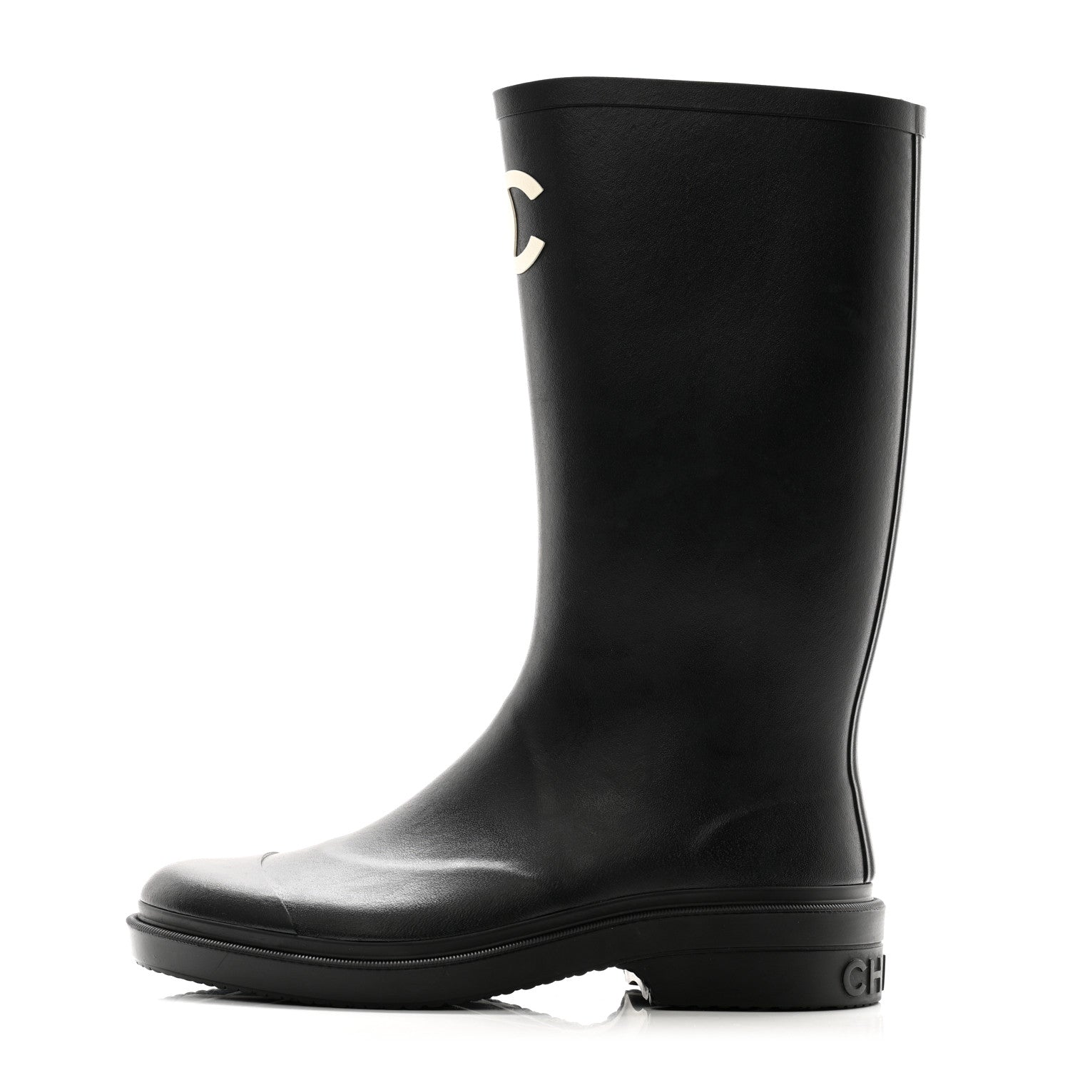 Chanel Caoutchouk CC High Boots 39 Black 1 of 9