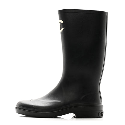 Chanel Caoutchouk CC High Boots 39 Black 1 of 9