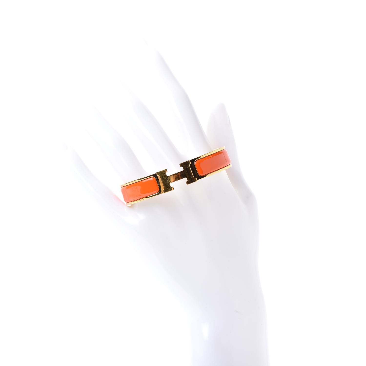 Hermes Enamel Narrow Clic Clac H Bracelet PM Orange 2 of 4