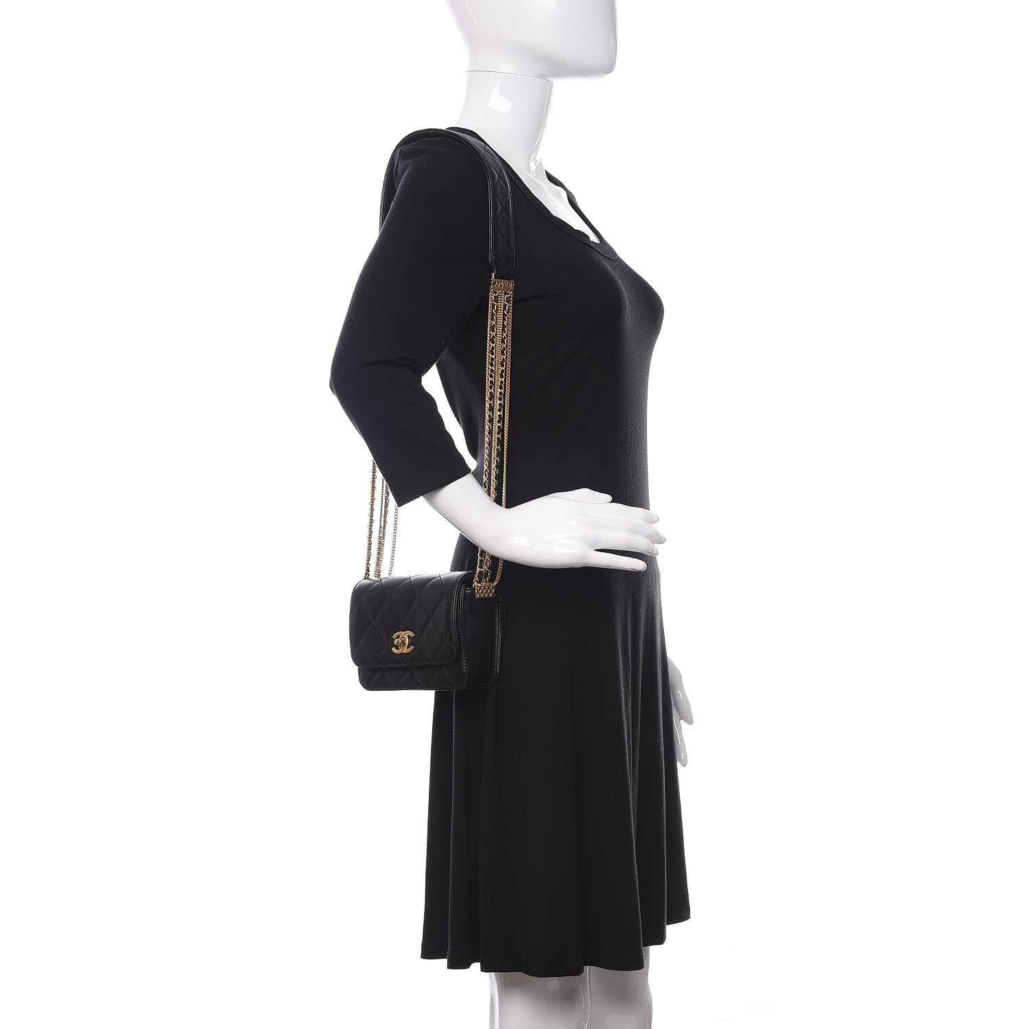 Chanel Lambskin Quilted Small Multiple Chain Flap Black 2 of 11