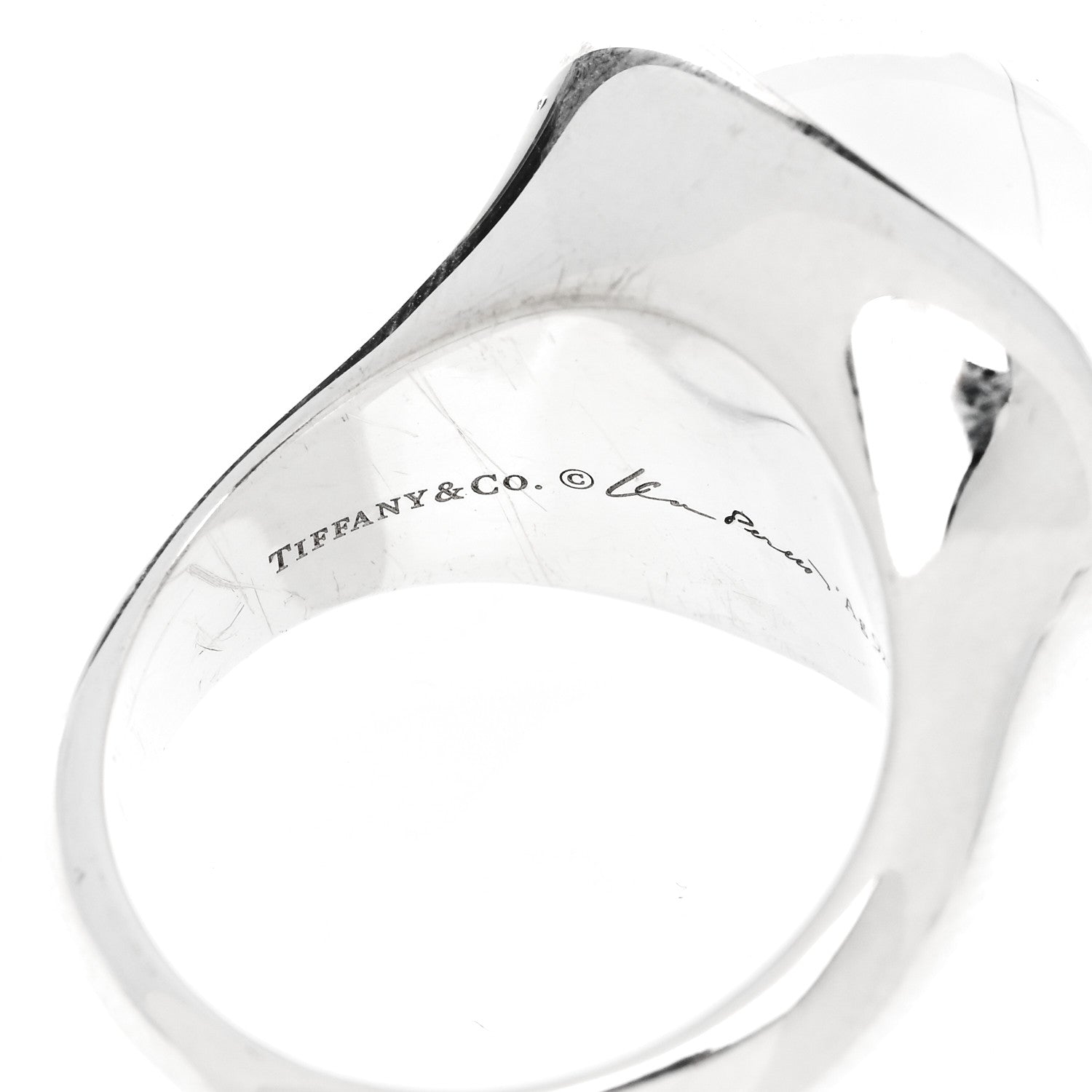 Tiffany Sterling Silver Crystal Elsa Peretti Cabochon Ring 52 6 5 of 6