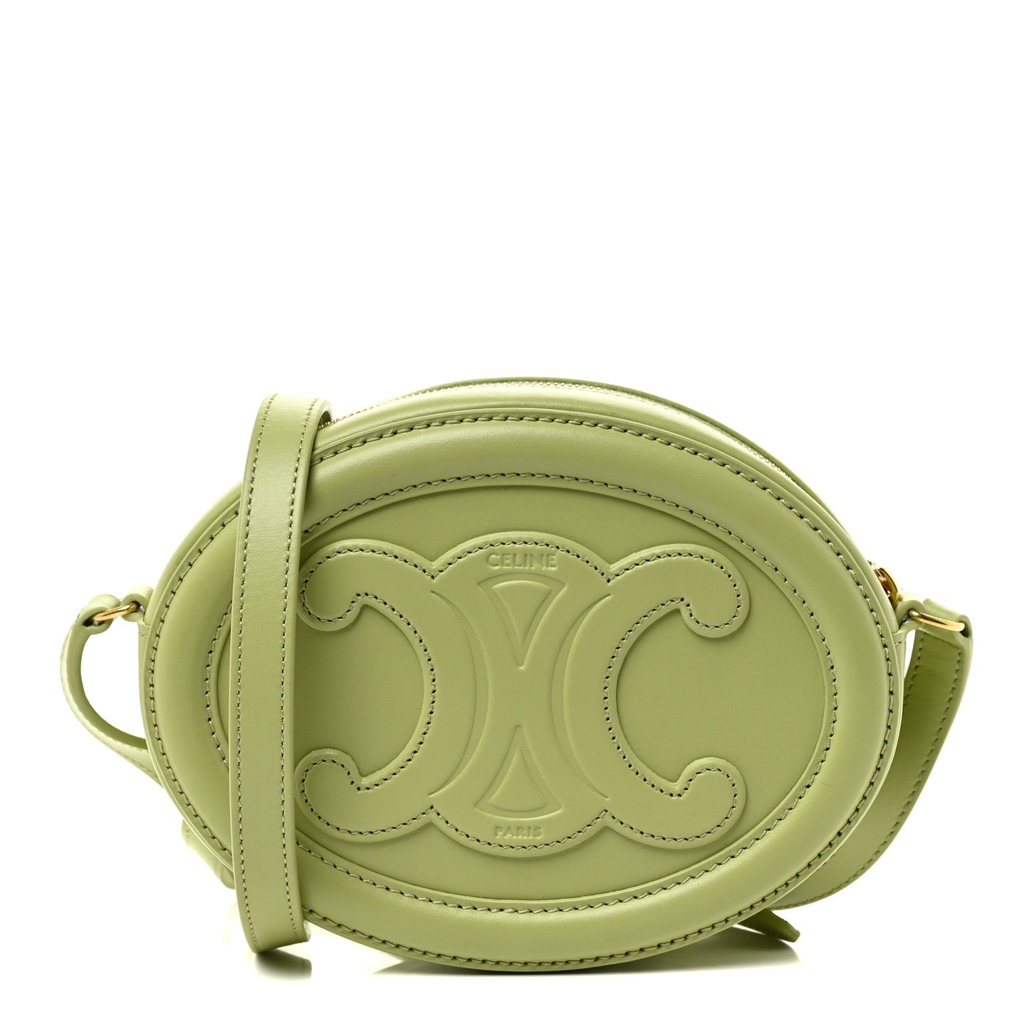 Smooth Calfskin Cuir Small Triomphe Oval Purse Crossbody Light Jade