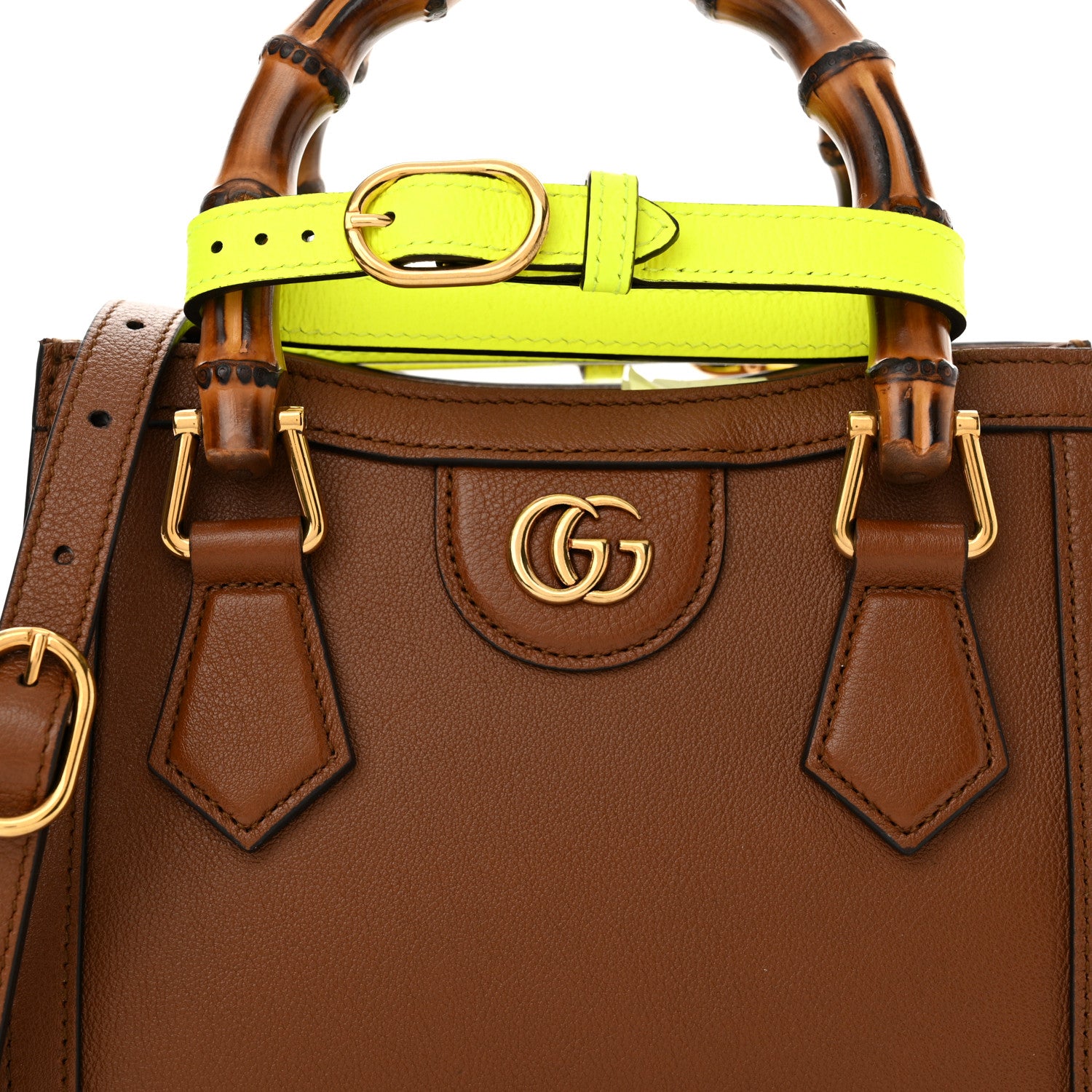 Gucci Wonka Grain Calfskin Mini Diana Tote Bag Cuir Yellow Fluo 7 of 12