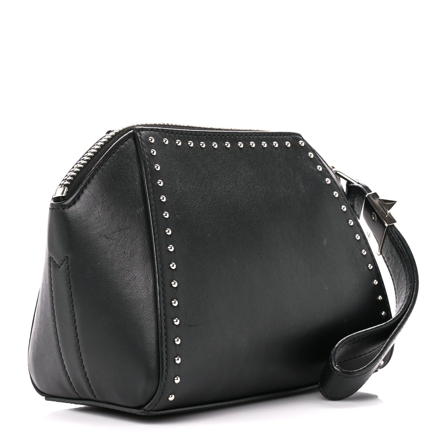 Calfskin Small Studded Antigona Beauty Wristlet Black