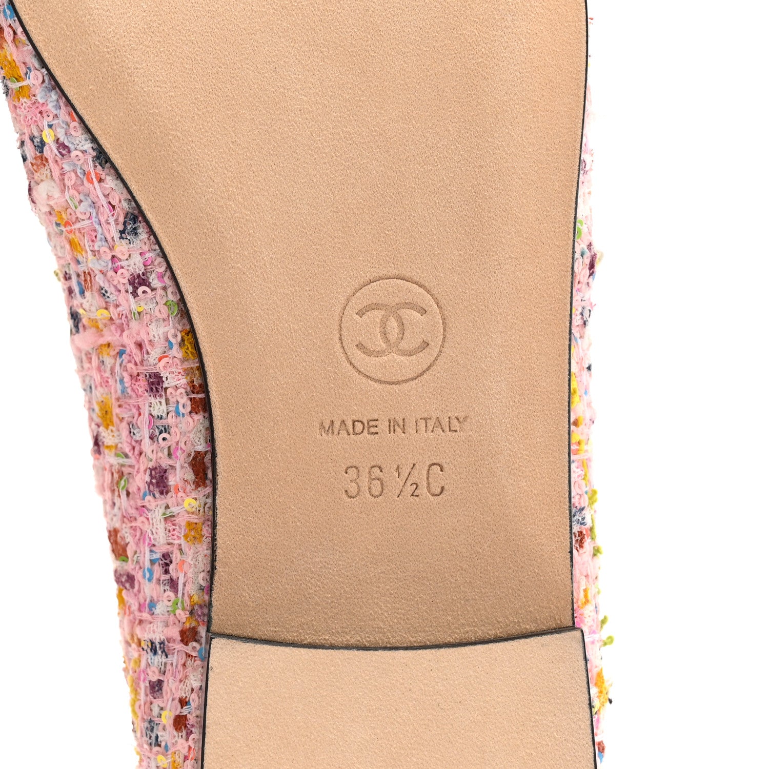 Chanel Tweed Sequin Grosgrain Cap Toe Ballet Flats 36.5 Light Pink Multicolor Black 7 of 9