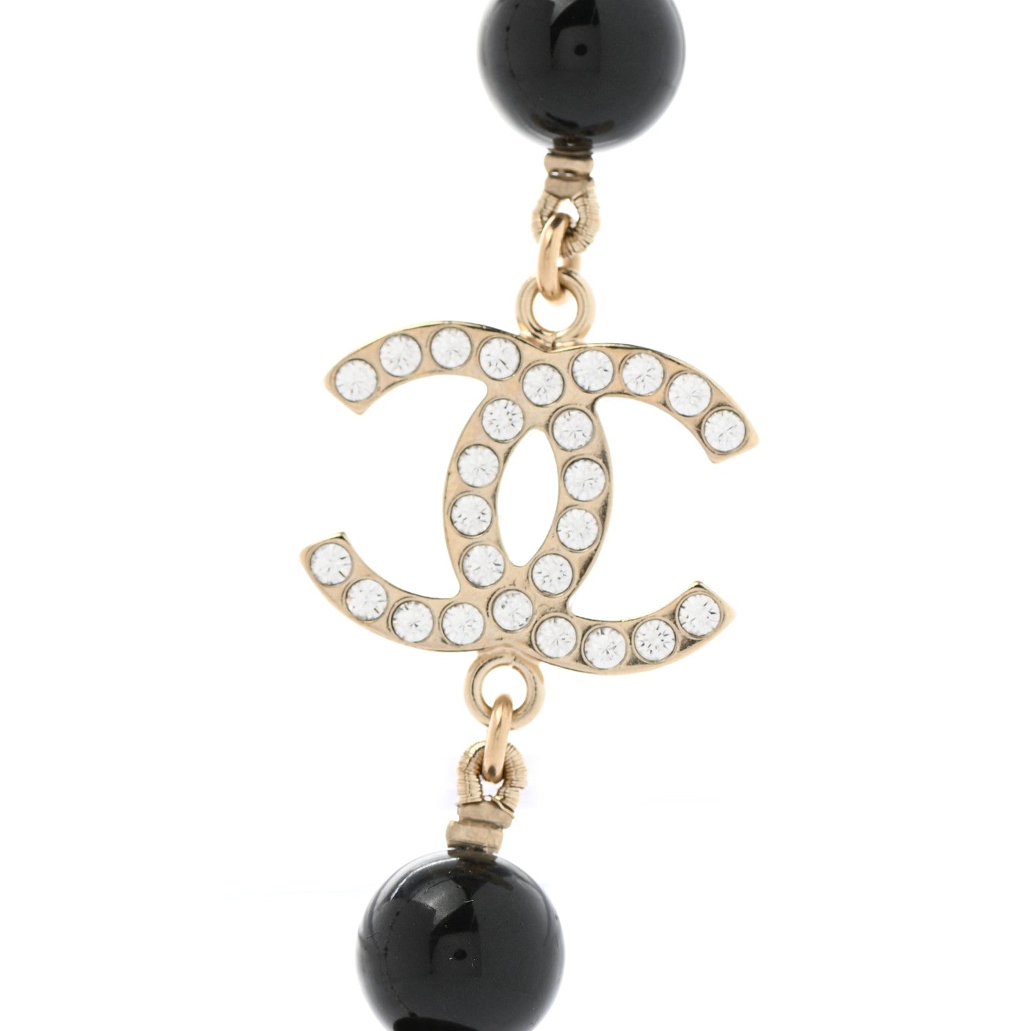 Chanel Pearl Crystal Bead CC Necklace Black 4 of 6
