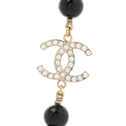 Chanel Pearl Crystal Bead CC Necklace Black 4 of 6