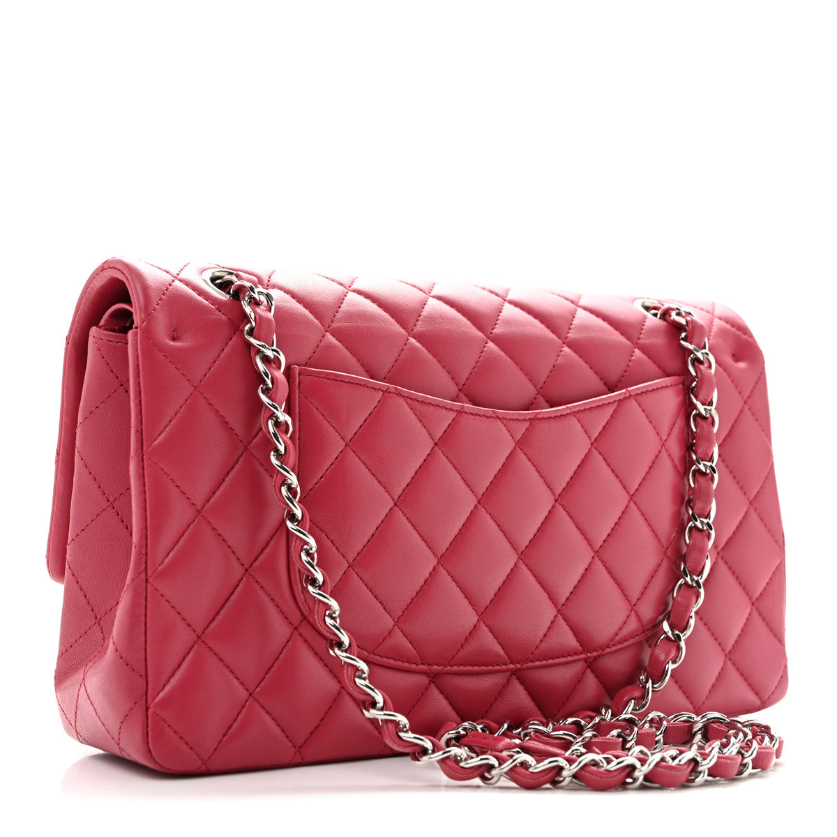 Chanel Lambskin Quilted Medium Double Flap Dark Pink 3 of 11