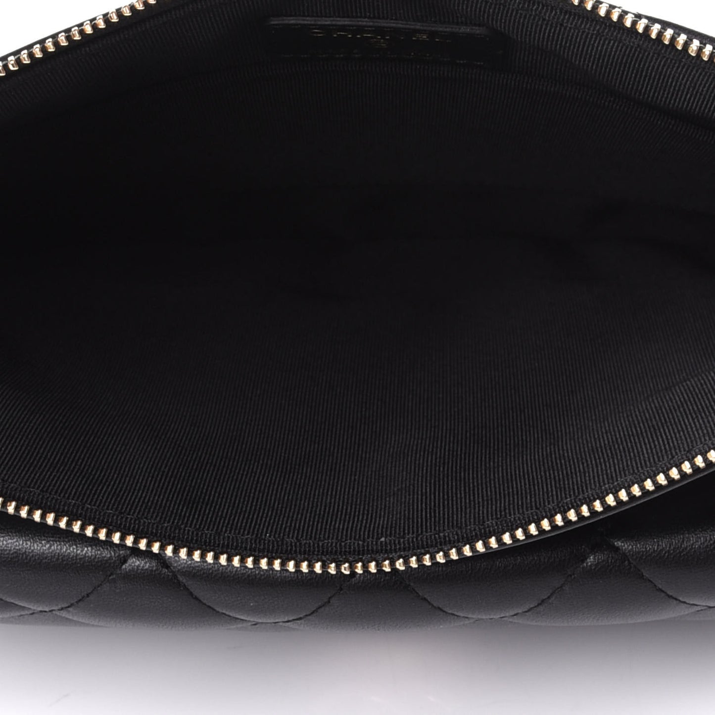 Lambskin Quilted Medium Flap Cosmetic Case Black