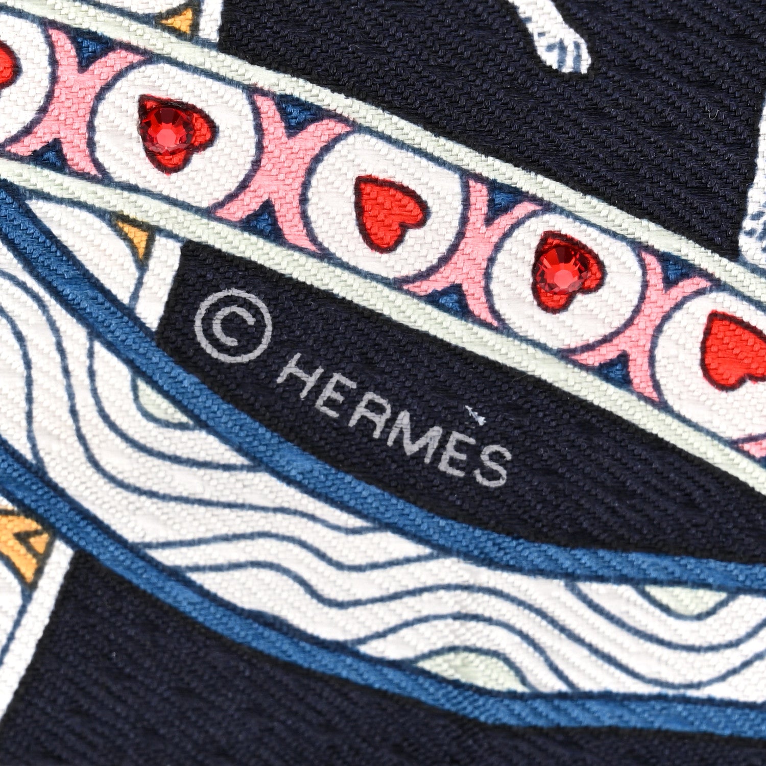 Hermes Silk Dame de Coeur Twilly Black Rouge Or 3 of 4