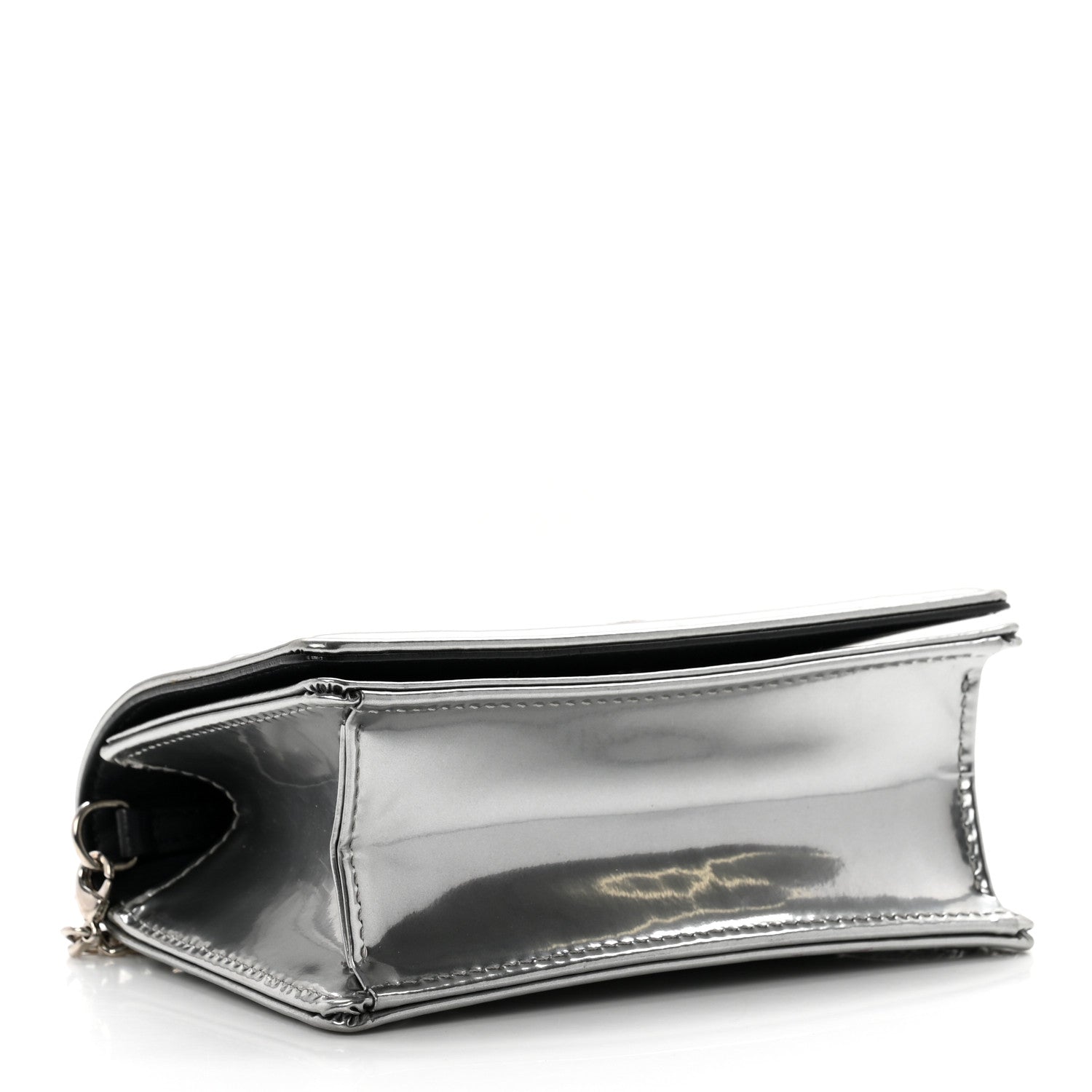 Christian Dior Metallic Patent Micro-Cannage Baby Diorama Flap Bag Silver 3 of 7