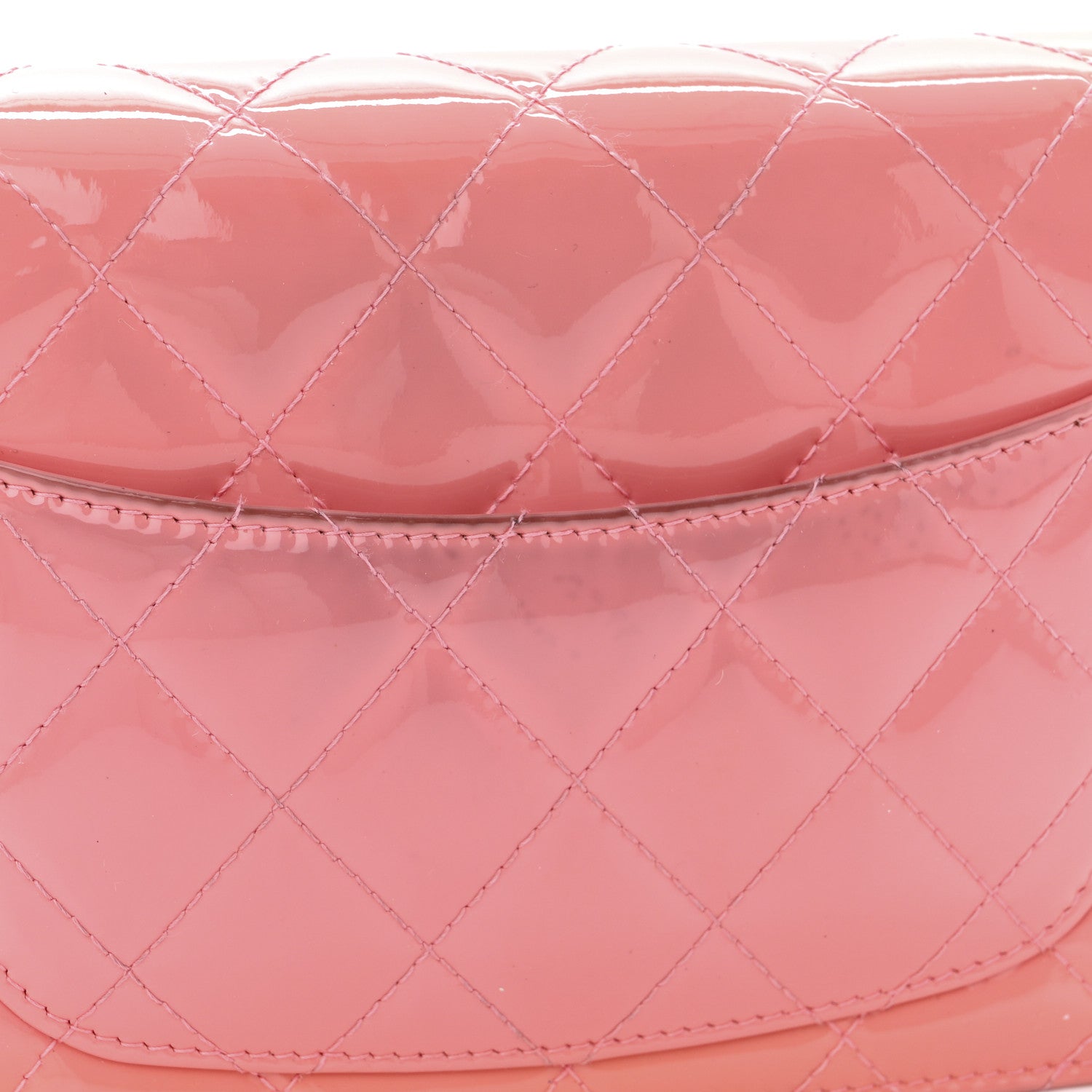 Chanel Patent Quilted Wallet On Chain WOC Coral 16 of 18